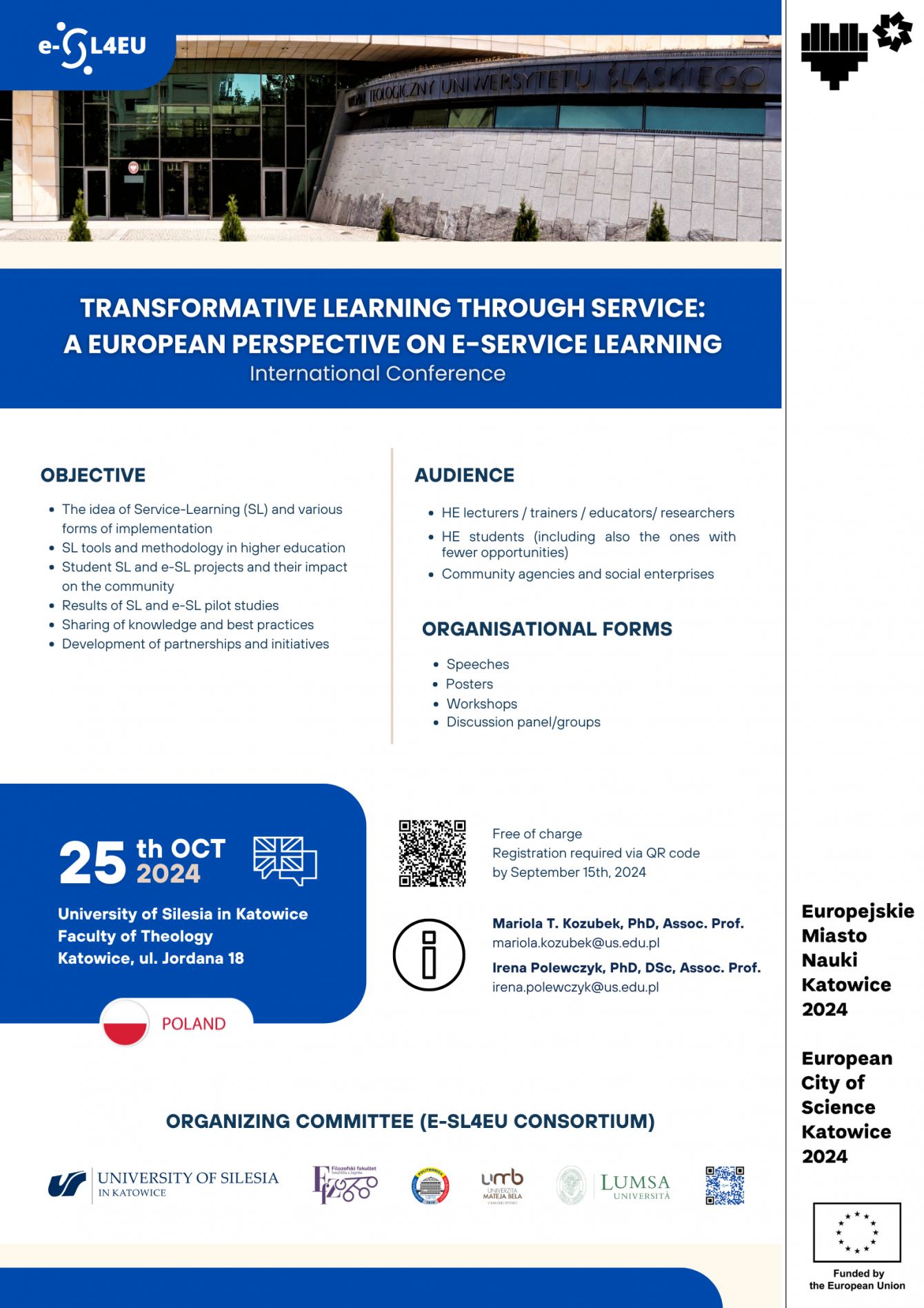 Pozvánka na záverečnú konferenciu projektu e-SL4EU: Transformative Learning Through Service: A European Perspective on E-Service Learning