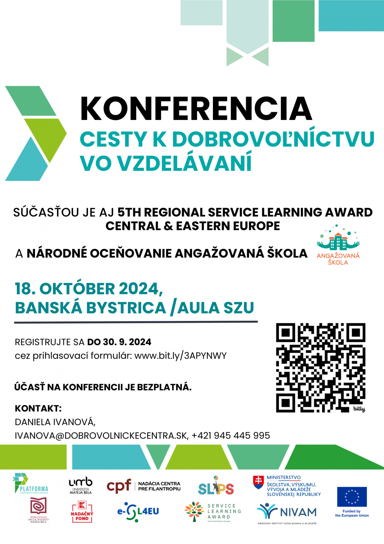 Pozvánka na konferenciu Cesty k dobrovoľníctvu vo vzdelávaní