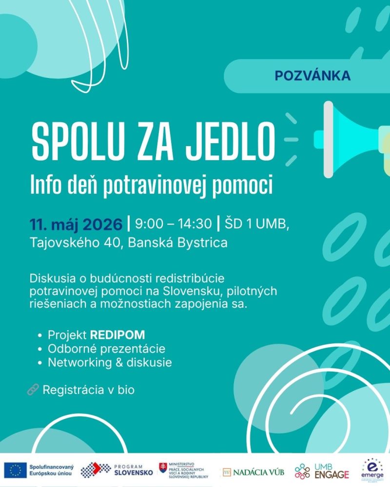 Informačn&yacute; deň &bdquo;Spolu za jedlo&ldquo; prinesie v Banskej Bystrici diskusiu o potravinovej pomoci